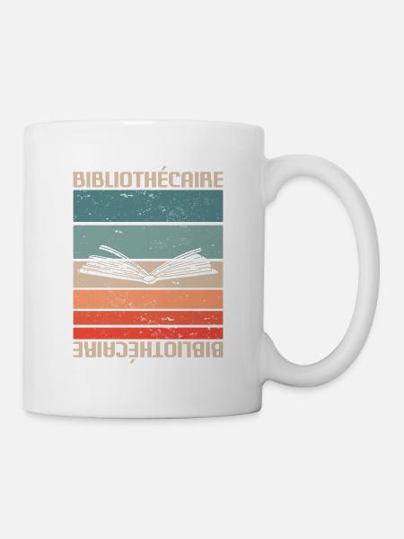 Vintage Retro Bibliothécaire Livre Bibliothèque - Mug blanc - blanc