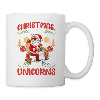 Einhorn Pferde Reitern Weihnachen Liebe Reiten - Tasse - Weiß - Rechts