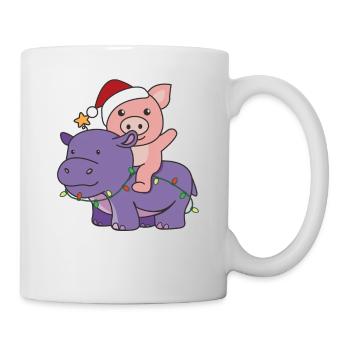 Christmas Hippo Pig Merry Christmas Hippo - Mug - white - Right