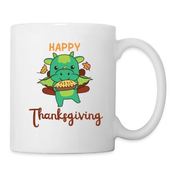 thanksgiving day outfits Truthahn Drache mit Pie - Tasse - Weiß - Rechts