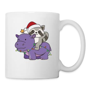 Christmas Hippo Raccoon Merry Christmas Hippo - Mug - white - Right