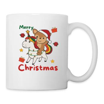 Weihnachts Einhorn Reh frohe Weihnachten Einhorn - Tasse - Weiß - Rechts