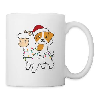 Jack Russell Lama Weihnachten Schnee Winter Tiere - Tasse - Weiß - Rechts