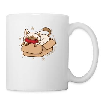 Katze im Karton Siamese Cat Haustier - Tasse - Weiß - Rechts