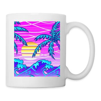 Synthwave Sun Hawaii Vaporwave Esthétique - Mug blanc - blanc - Droite