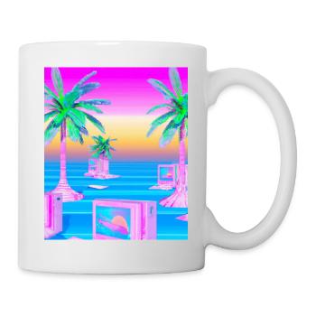 Synthwave Sun Hawaii Vaporwave Aesthetic - Mug - white - Right