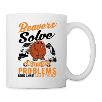 Biber Geschenk Biberdamm - Tasse - Weiß - Rechts