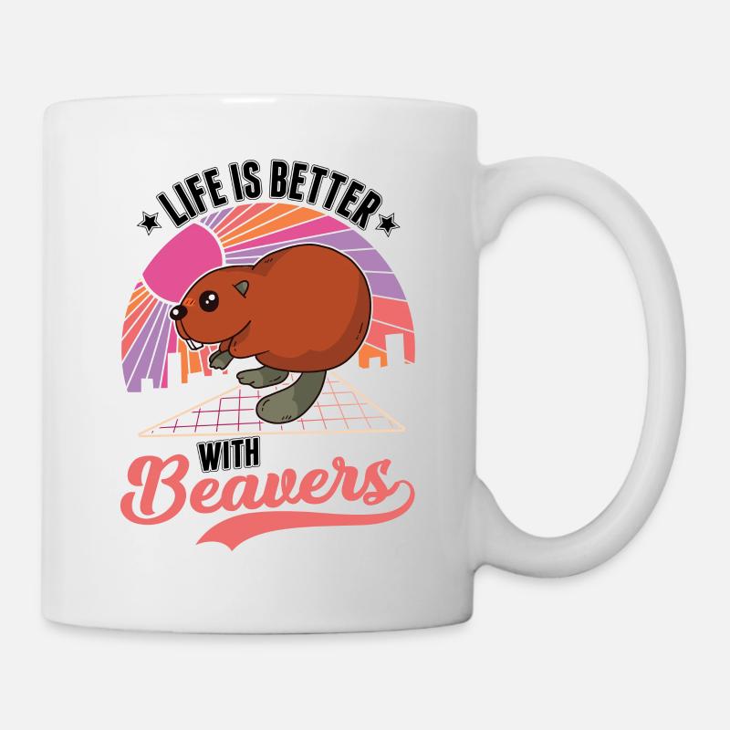 Life is better with a beaver - Mug - white