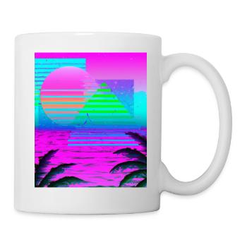 Synthwave Sun Hawaii Vaporwave Esthétique - Mug blanc - blanc - Droite