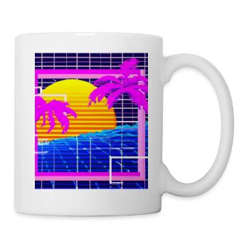 Synthwave Sun Hawaii Vaporwave Aesthetic - Mug - white - Right