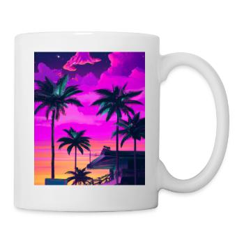 Synthwave Sun Hawaii Vaporwave Aesthetic - Mug - white - Right