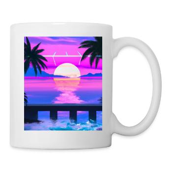 Synthwave Sun Hawaii Vaporwave Aesthetic - Mug - white - Right