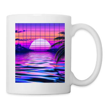 Synthwave Sun Hawaii Vaporwave Aesthetic - Mug - white - Right