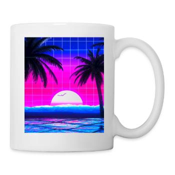 Synthwave Sun Hawaii Vaporwave Aesthetic - Mug - white - Right