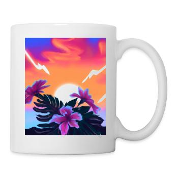 Synthwave Sun Hawaii Vaporwave Esthétique - Mug blanc - blanc - Droite