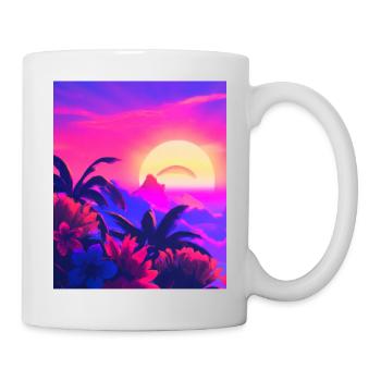 Synthwave Sun Hawaii Vaporwave Aesthetic - Mug - white - Right
