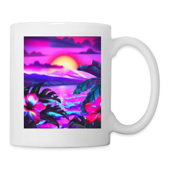 Synthwave Sun Hawaii Vaporwave Esthétique - Mug blanc - blanc - Droite