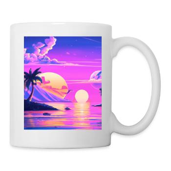 Synthwave Sun Hawaii Vaporwave Aesthetic - Mug - white - Right
