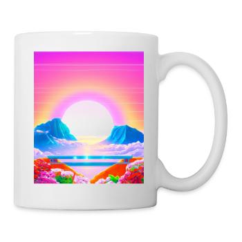 Synthwave Sun Hawaii Vaporwave Aesthetic - Mug - white - Right