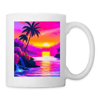 Synthwave Sun Hawaii Vaporwave Aesthetic - Mug - white - Right