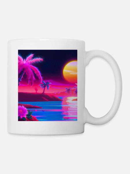 Synthwave Sun Hawaii Vaporwave Aesthetic - Tasse - Weiß
