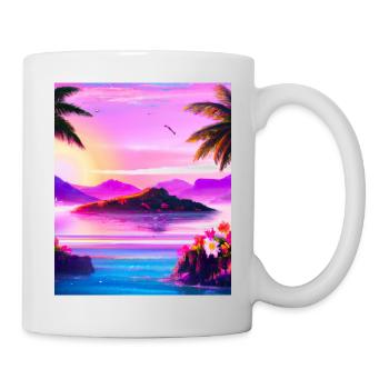 Synthwave Sun Hawaii Vaporwave Aesthetic - Mug - white - Right