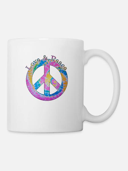Love Peace 60s 70s Hippie Costume Love Peace - Mug - white