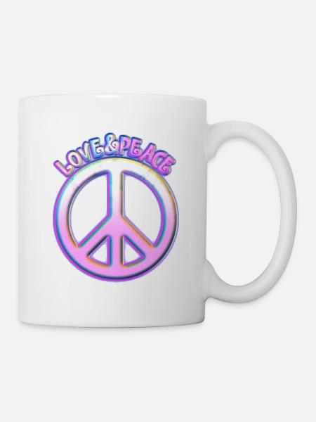 Love Peace 60s 70s Hippie Costume Love Peace - Mug blanc - blanc