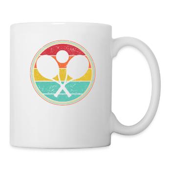 Tennisspieler Retro Sonnenuntergang Schläger Ball - Tasse - Weiß - Rechts