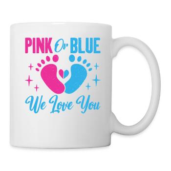 Pink or Blue We Love You Baby Gender Reveal - Mug - white - Right