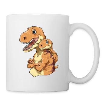 Starker Dino mit Dinosaurier Kind - Tasse - Weiß - Rechts