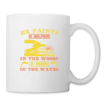 A Dolphin In The Woods A Boar In The Waves T-Shirt - Mug - white - Right