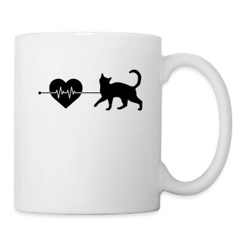 Katze Herzschlag - Tasse - Weiß - Rechts