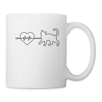 Katze Herzschlag - Tasse - Weiß - Rechts