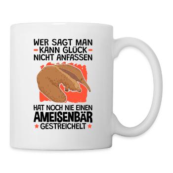 Ameisenbär Glück anfassen Ameisenfresser - Tasse - Weiß - Rechts
