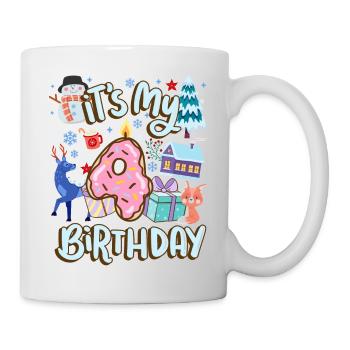 It's my 4 birthday snowman holiday donut - Mug - white - Right