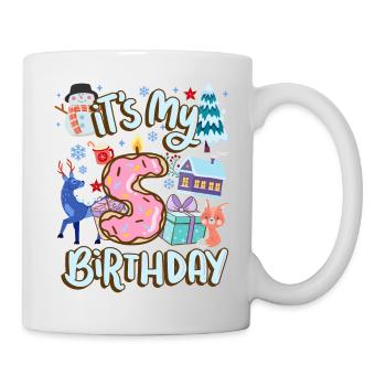 It's my 5 birthday snowman holiday donut - Mug - white - Right