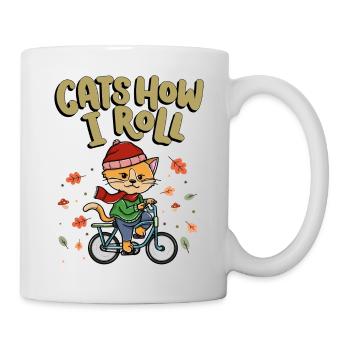 Katzen How I Roll Fahrradfahren Radfahren - Tasse - Weiß - Rechts
