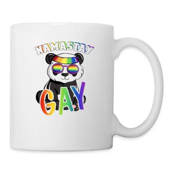 Rainbow Namastay Gay Yoga Meditator Illustration - Tasse - Weiß - Rechts