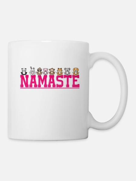 Namaste Cute Yoga Animals Jungle Greetings Wild - Tasse - Weiß