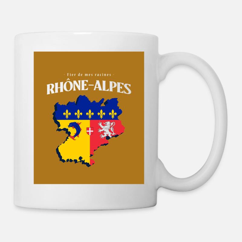 Fier de mes Racines Rhône-Alpes Or - Mug blanc - blanc