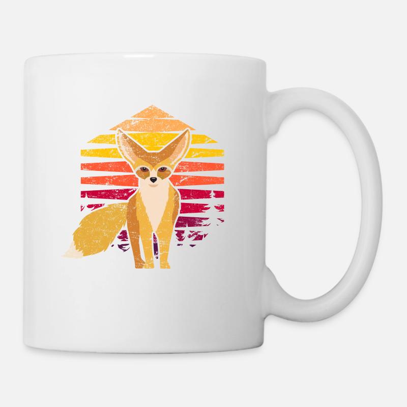 Retro Vintage Fennec Fox Mignon Renards Kawaii Fennec - Mug blanc - blanc