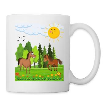 Kleine Pferde Design für Kinder - Tasse - Weiß - Rechts