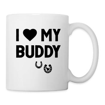 J’aime mon copain signe de cœur de sabots de cheval - Mug blanc - blanc - Droite