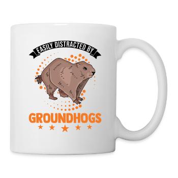Easily distracted by Groundhogs Marmot Murmeltier - Tasse - Weiß - Rechts