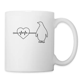 Pinguin Herzschlag - Tasse - Weiß - Rechts