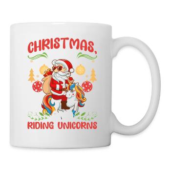 Einhorn Pferde Reitern Weihnachen Liebe Reiten - Tasse - Weiß - Rechts
