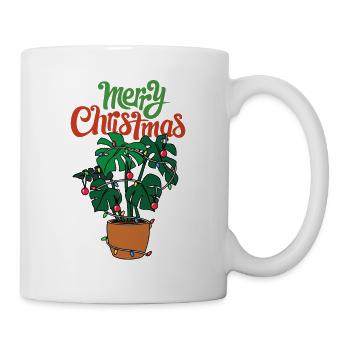 Christmas Monstera avec guirlande lumineuse Arbre - Mug blanc - blanc - Droite