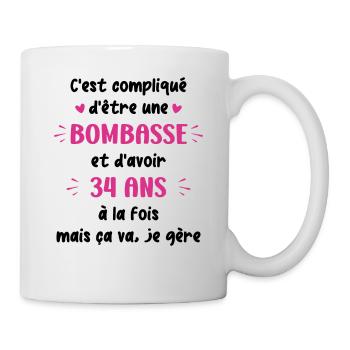 Bombasse et 34 ans - Mug blanc - blanc - Droite