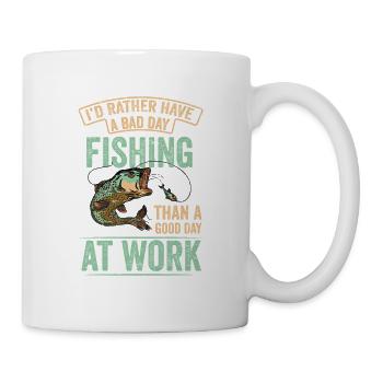 Ich Würde Lieber Angelrute Fisher Fish Fisherman - Tasse - Weiß - Rechts